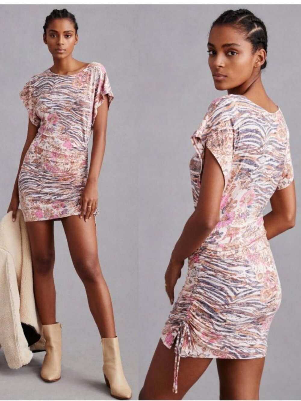 DAILY PRACTICE Women's NEW Anthropologie The Short Ruched Dress | Size XL